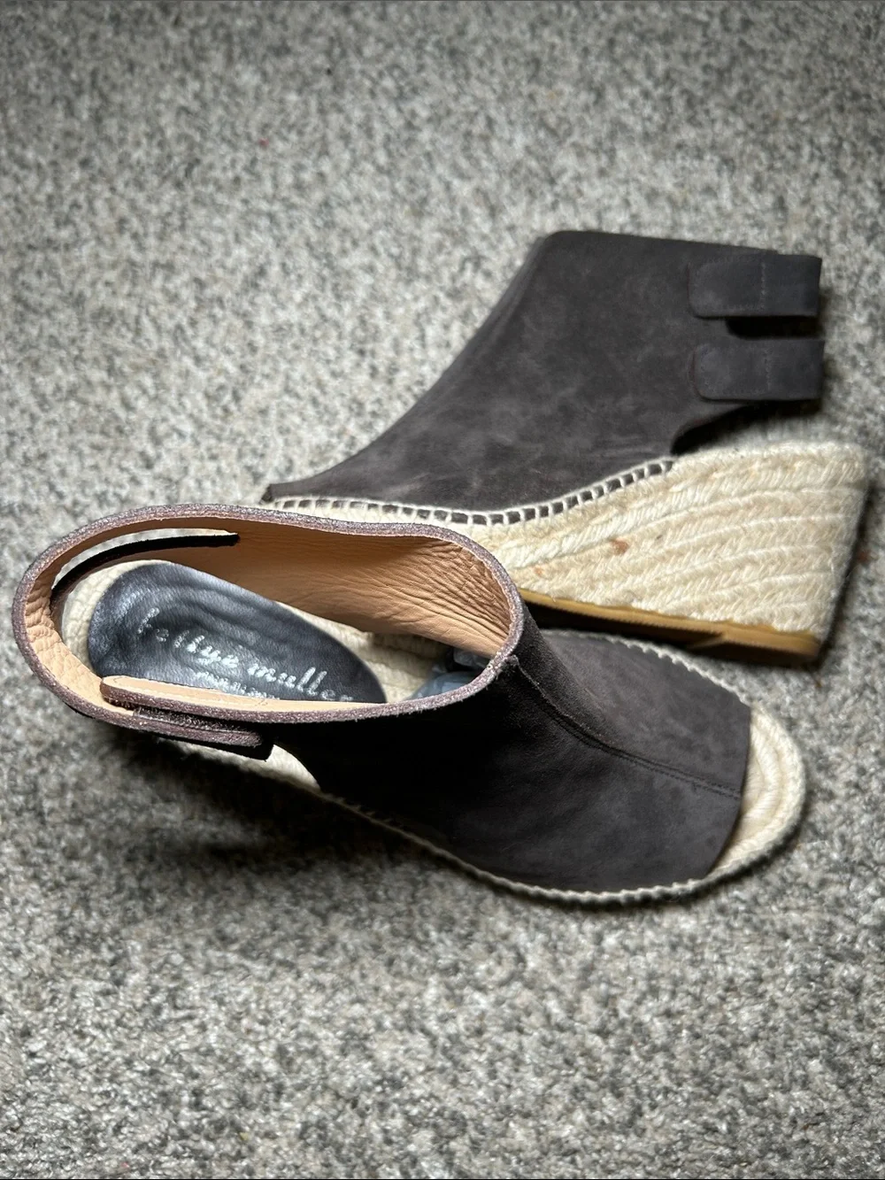 Bettye‎ Muller Espadrille Wedge Peep-Toe Ankle Sandal - Dark Brown